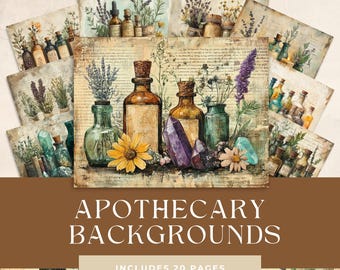 Apothecary Junk Journal | Vintage Pharmacy Journal | Dark Apothecary Pages | Digital Scrapbook Herbal Potions and Medicine | Botanical Paper