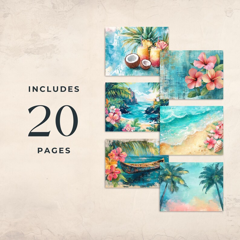 Junk Journal Kit Hawaii Vacation, Hawaii Junk Journal, 6 Hawaiian ...