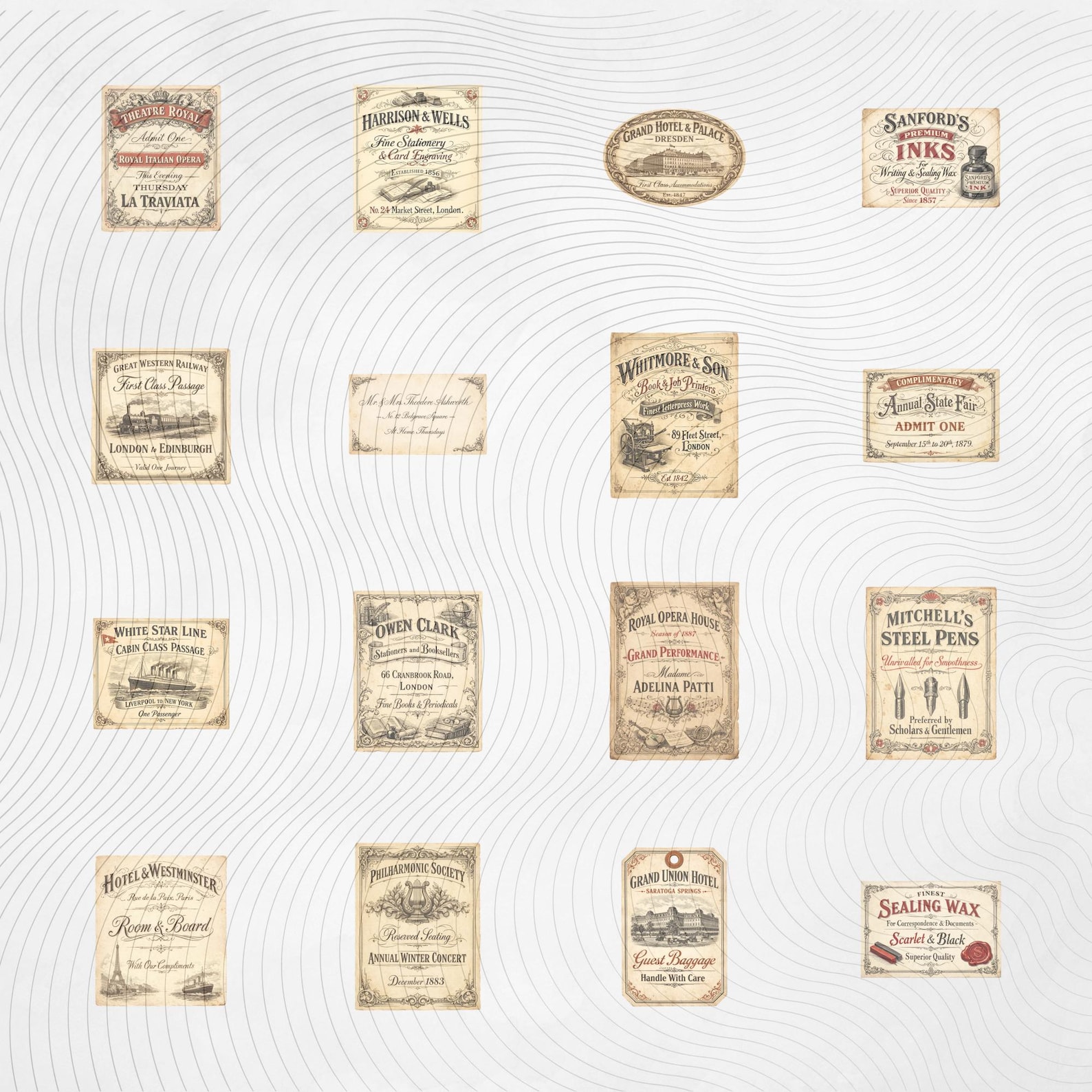Victorian Ephemera Bundle, Vintage Labels & Tickets PNG, Antique Hotel ...