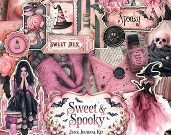Halloween Junk Journal Kit, Halloween druckbare Ephemera, Halloween Journal, gruseliges Junk Journal, druckbares Journal, druckbares Halloween