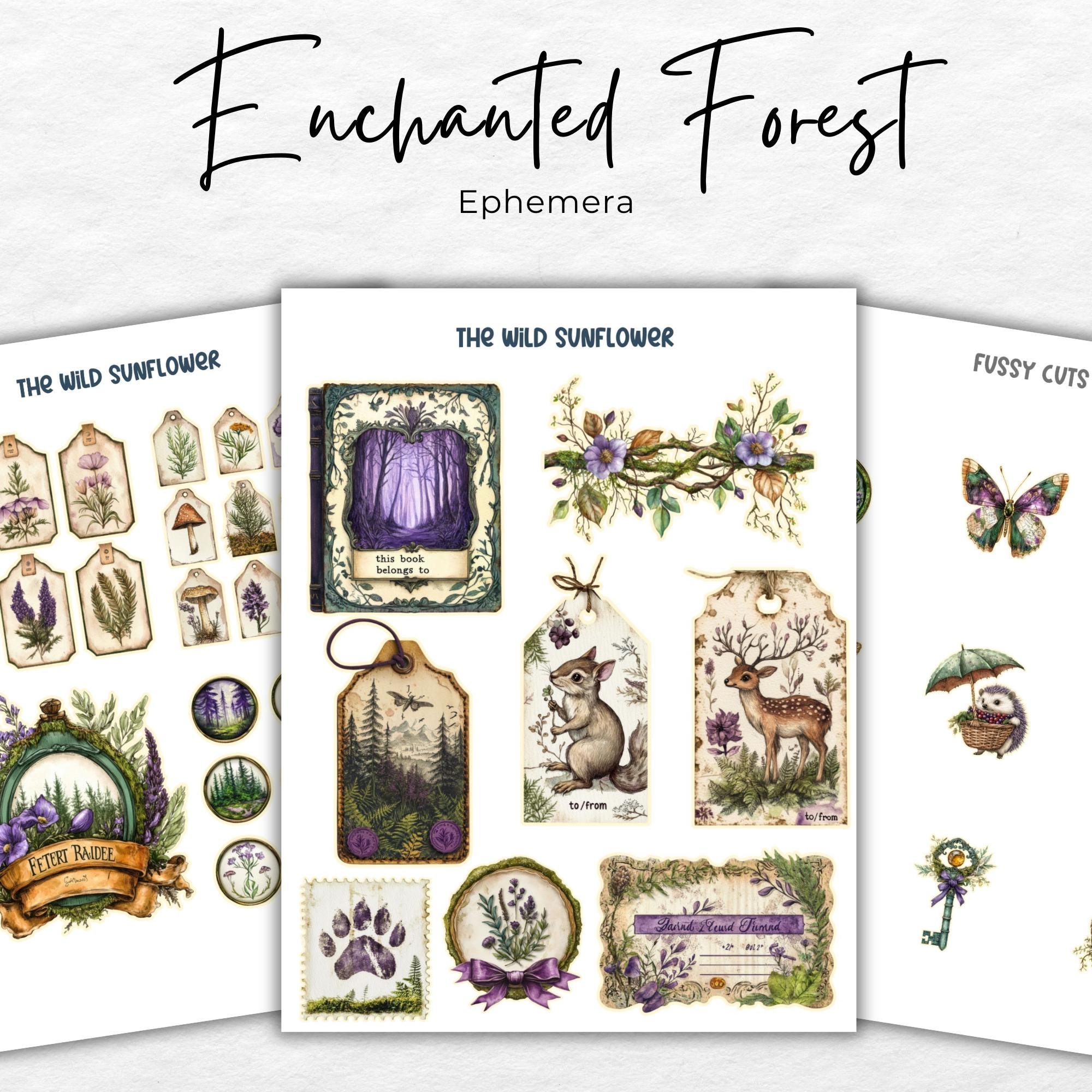 Enchanted Forest Junk Journal Pages, Printable Collage Sheet, Digital ...