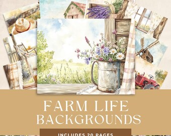 Watercolor Country Farm Junk Journal Printable Pages, Farm House Junk Journal Kit, Ranch Junk Journal Paper, Digital Collage Sheet