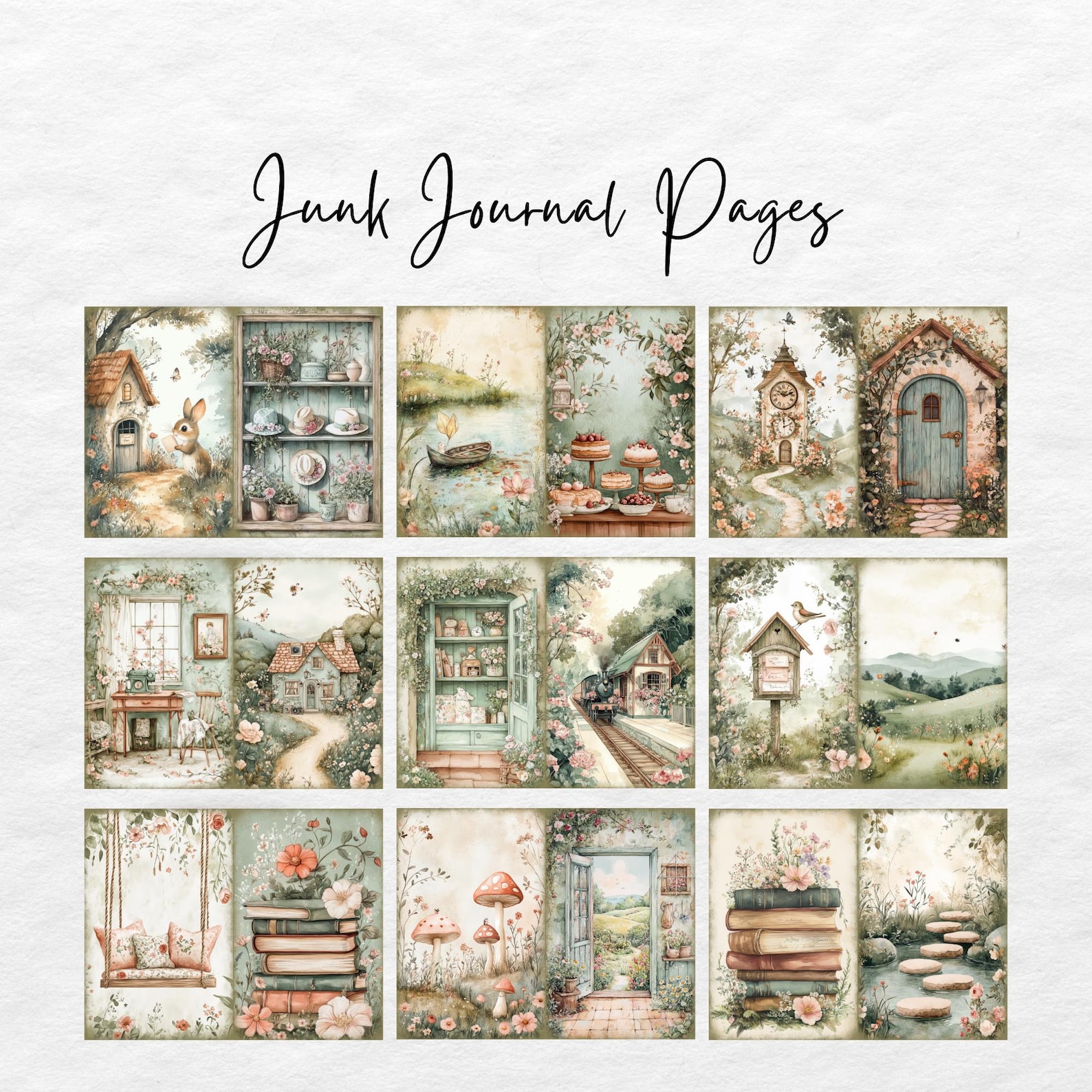 Enchanted Forest Junk Journal Pages, Printable Collage Sheet, Digital ...