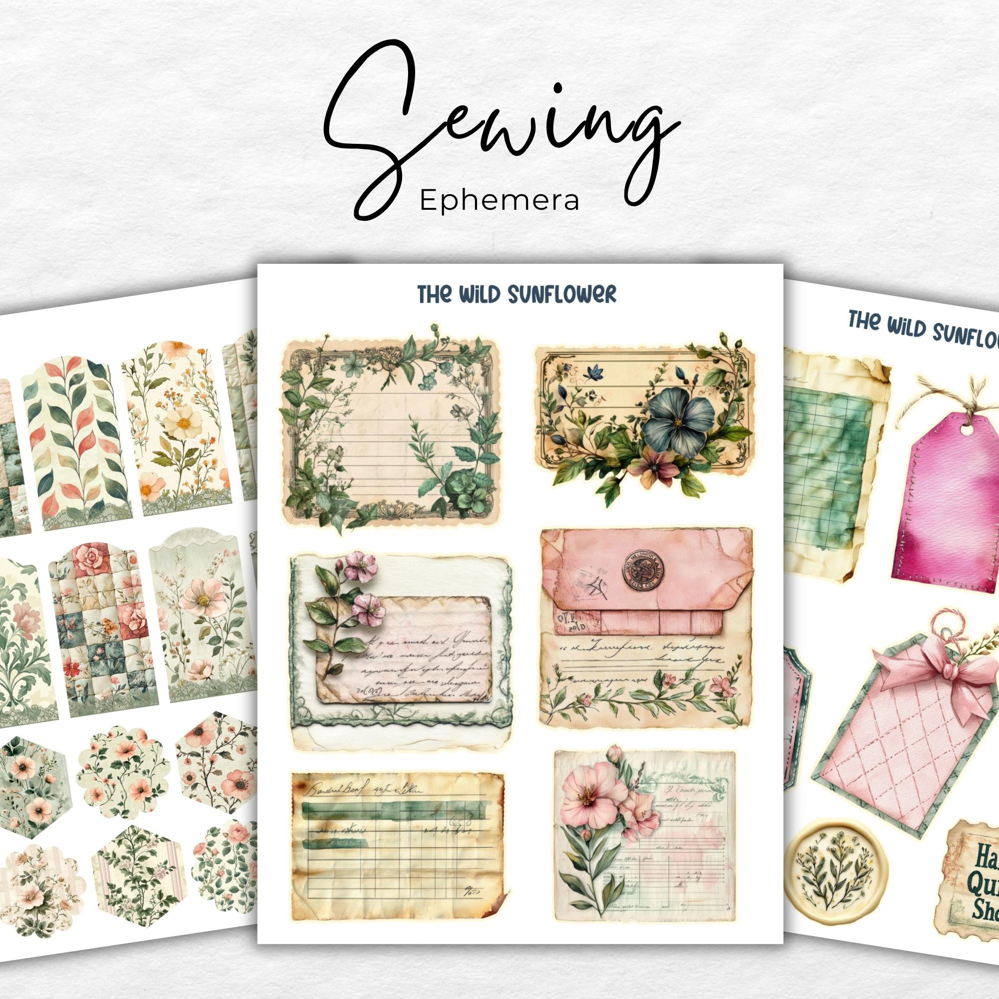 Sewing Junk Journal Kit - Digital Scrapbook Paper Kit - Vintage Sewing ...