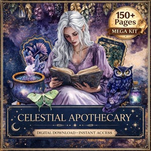 Celestial Apothecary Junk Journal Kit, Fantasy Magic Printable Pages