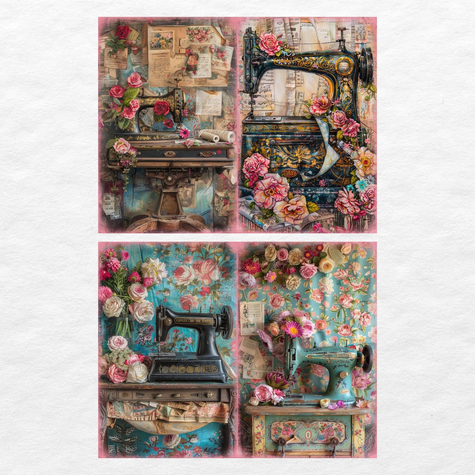 Vintage Sewing Junk Journal Pages, Digital Scrapbook Paper Kit ...