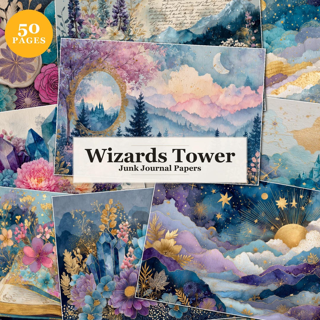 Wizard Tower Junk Journal Pages, Fantasy Magic Paper Pack, Celestial ...
