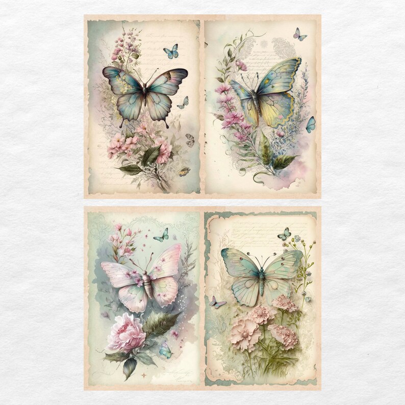 Watercolor Butterfly Junk Journal Kit Fantasy Butterfly Journal Pages ...