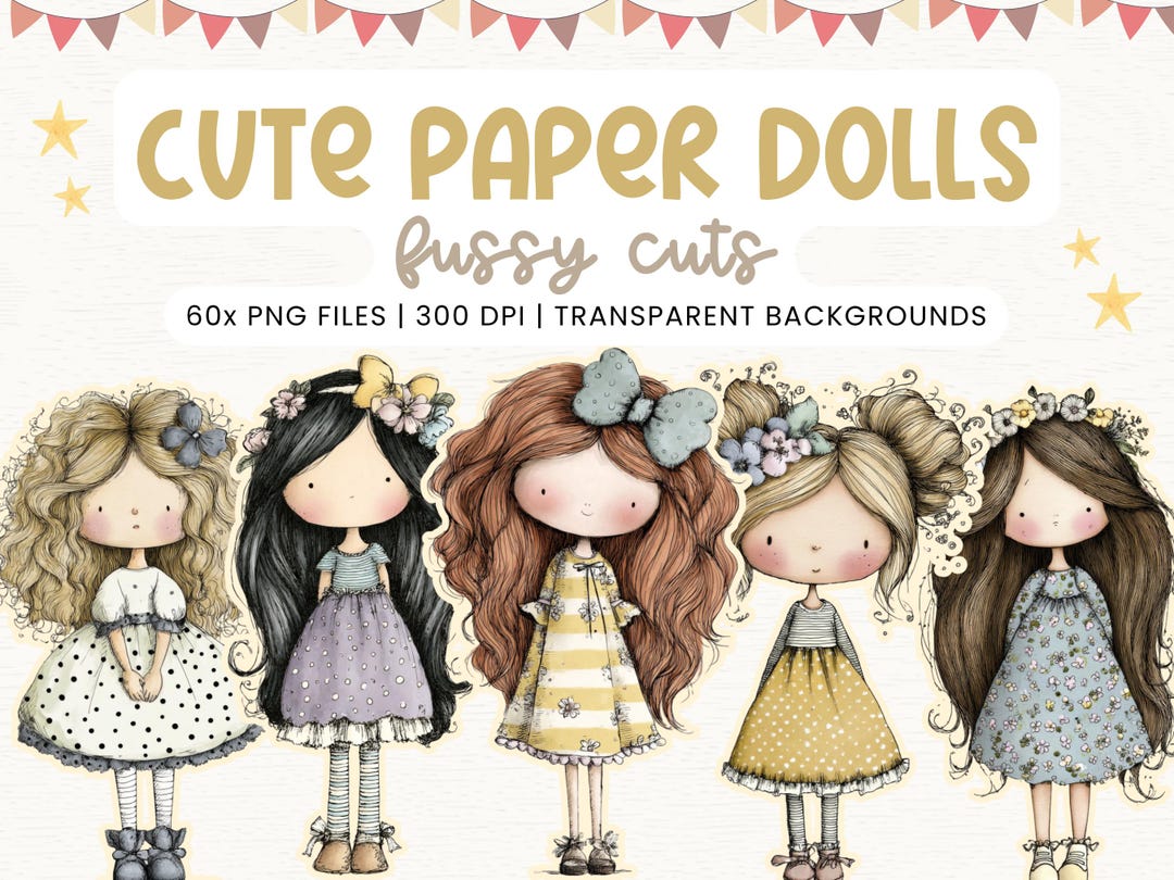 WHIMSICAL PAPER DOLLS and Sceneries Printable Kit Junk Journal Cut off ...