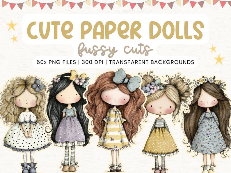 WHIMSICAL PAPER DOLLS and Sceneries Printable Kit Junk Journal Cut off ...