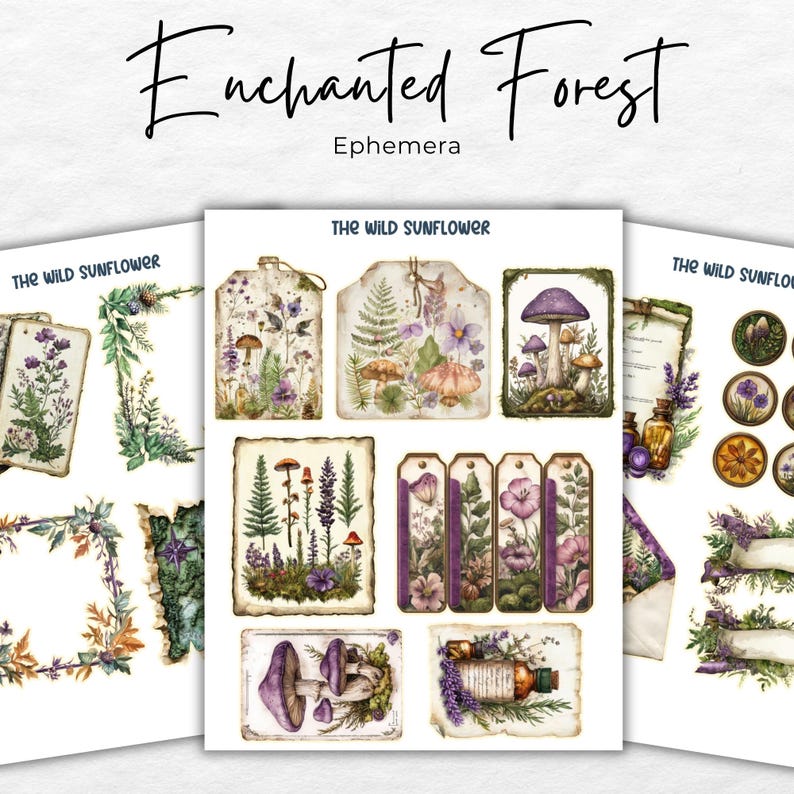 Enchanted Forest Junk Journal Pages, Printable Collage Sheet, Digital ...