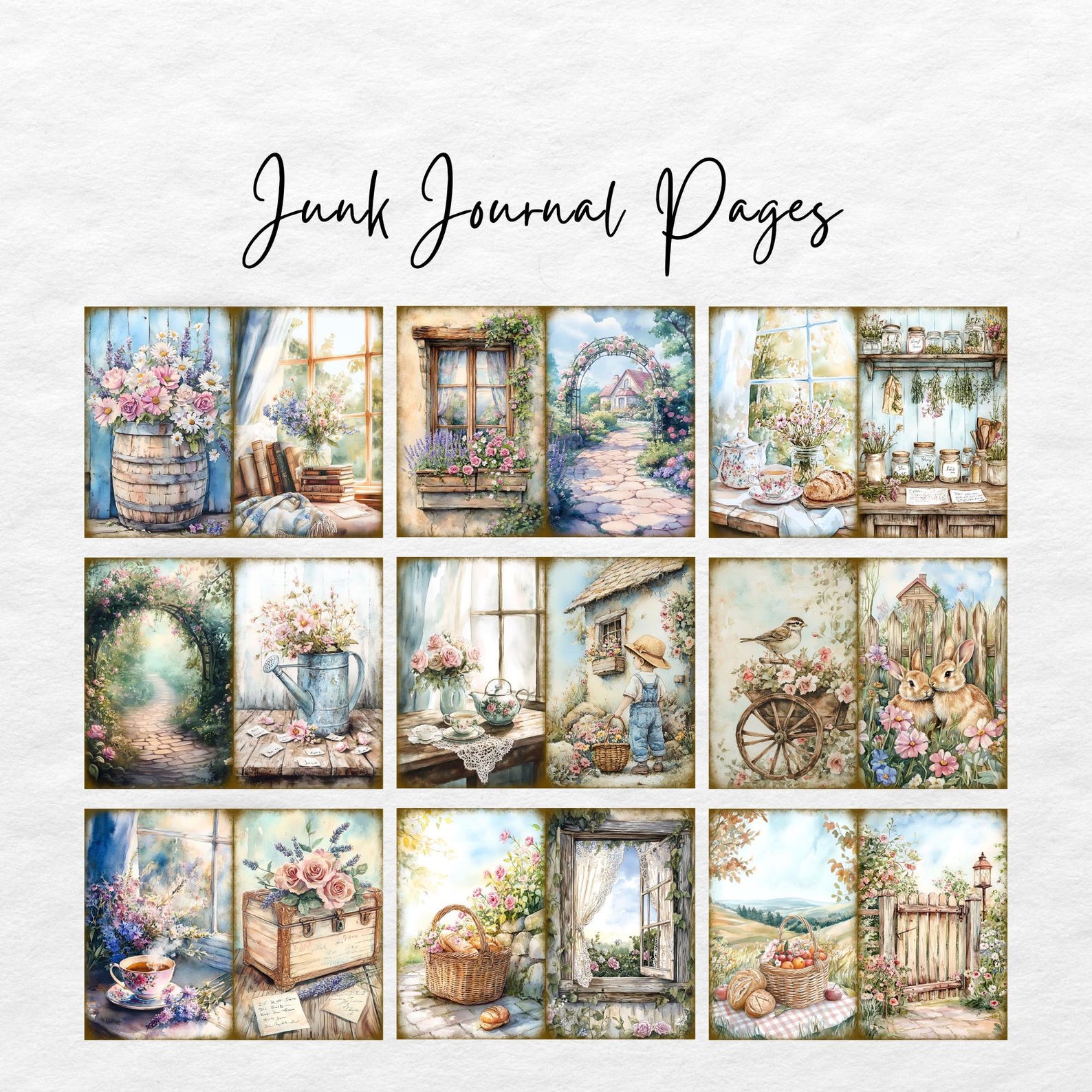 Summer Cottage Junk Journal Kit, Vintage, Floral, Spring, Pastel ...
