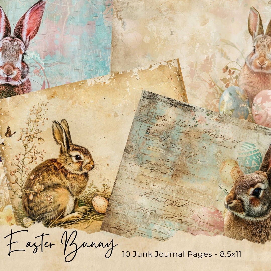 Easter Bunnies Junk Journal Kit Easter Eggs Vintage Ephemera Bunny ...