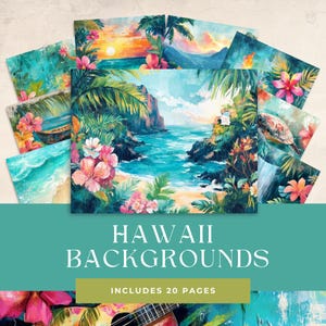 Junk Journal Kit Hawaii Vacation, Hawaii Junk Journal, 6 Hawaiian Blooms Junk Journal Page, Beach Theme Junk Journal Kit, Tropical Papers