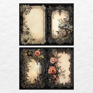 Vintage Black Lace Junk Journal Pages Goth Floral Journaling Paper ...