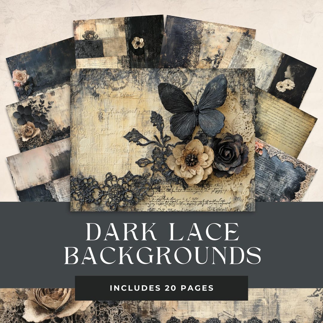 Vintage Black Lace Junk Journal Pages Goth Floral Journaling Paper ...