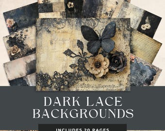 Vintage Black Lace Junk Journal Pages Goth Floral Journaling Paper Junkjournal Digi Kit Supplies Printable Collage Sheet Scrapbooking Paper