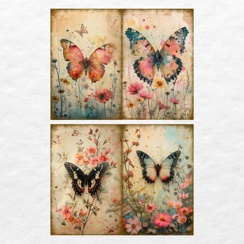 Watercolor Butterfly Junk Journal Kit Fantasy Butterfly Journal Pages ...