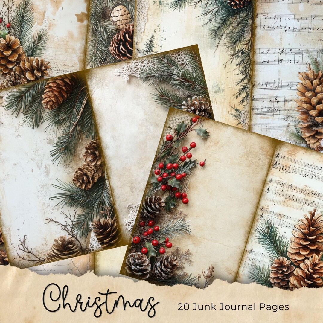 Christmas Junk Journal Kit, Vintage Merry Christmas Junk Journal Pages ...