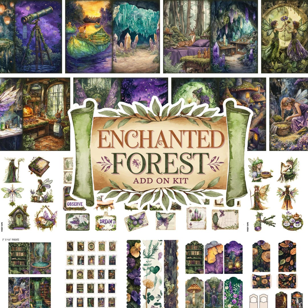 Enchanted Forest Junk Journal Pages, Printable Collage Sheet, Digital ...