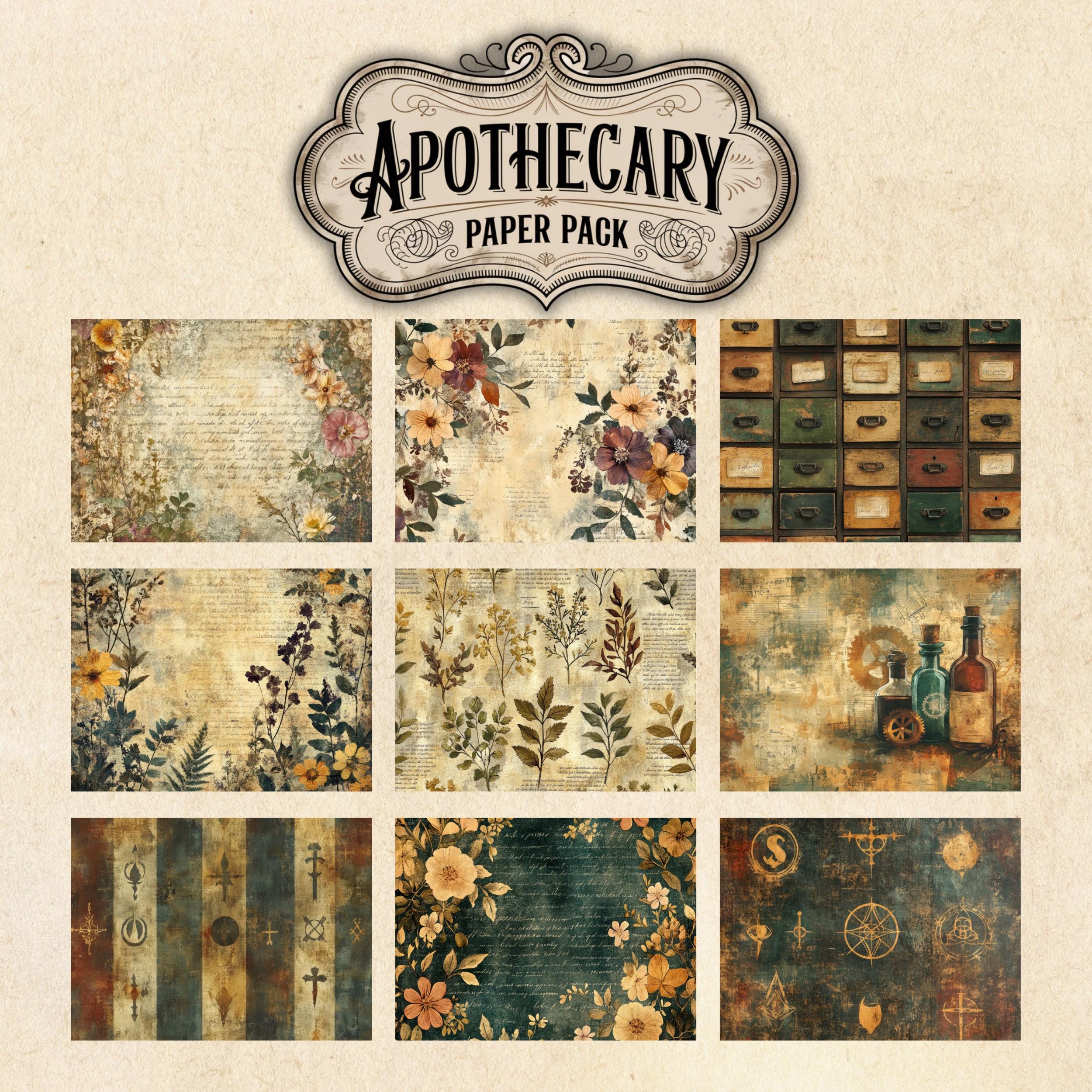 Apothecary Junk Journal Papers Kit, Digital Download, Vintage Pharmacy ...