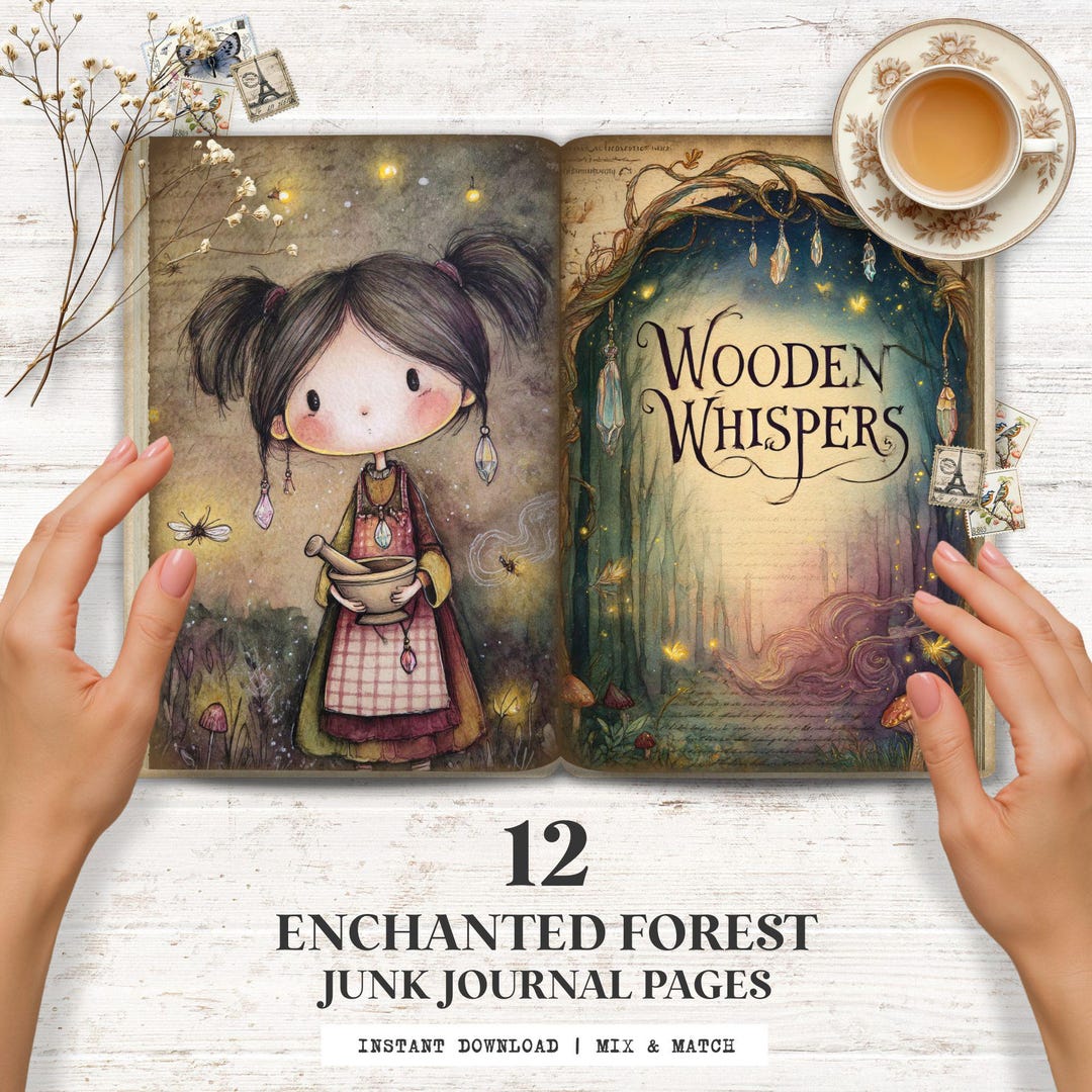 Wooden Whispers Enchanted Forest Junk Journal Pages | Magical Woodland ...