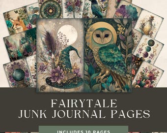 Fairy Junk Journal Pages, Butterfly Enchanted World Collage Printables, Fantasy Kit, Butterfly and Fairies Junk Journal Paper, Fairytale