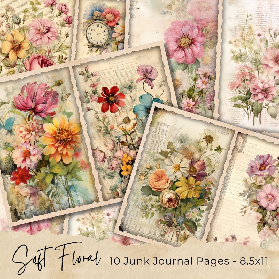 Watercolor Spring Flowers Junk Journal Printable Page, Flowers Junk ...