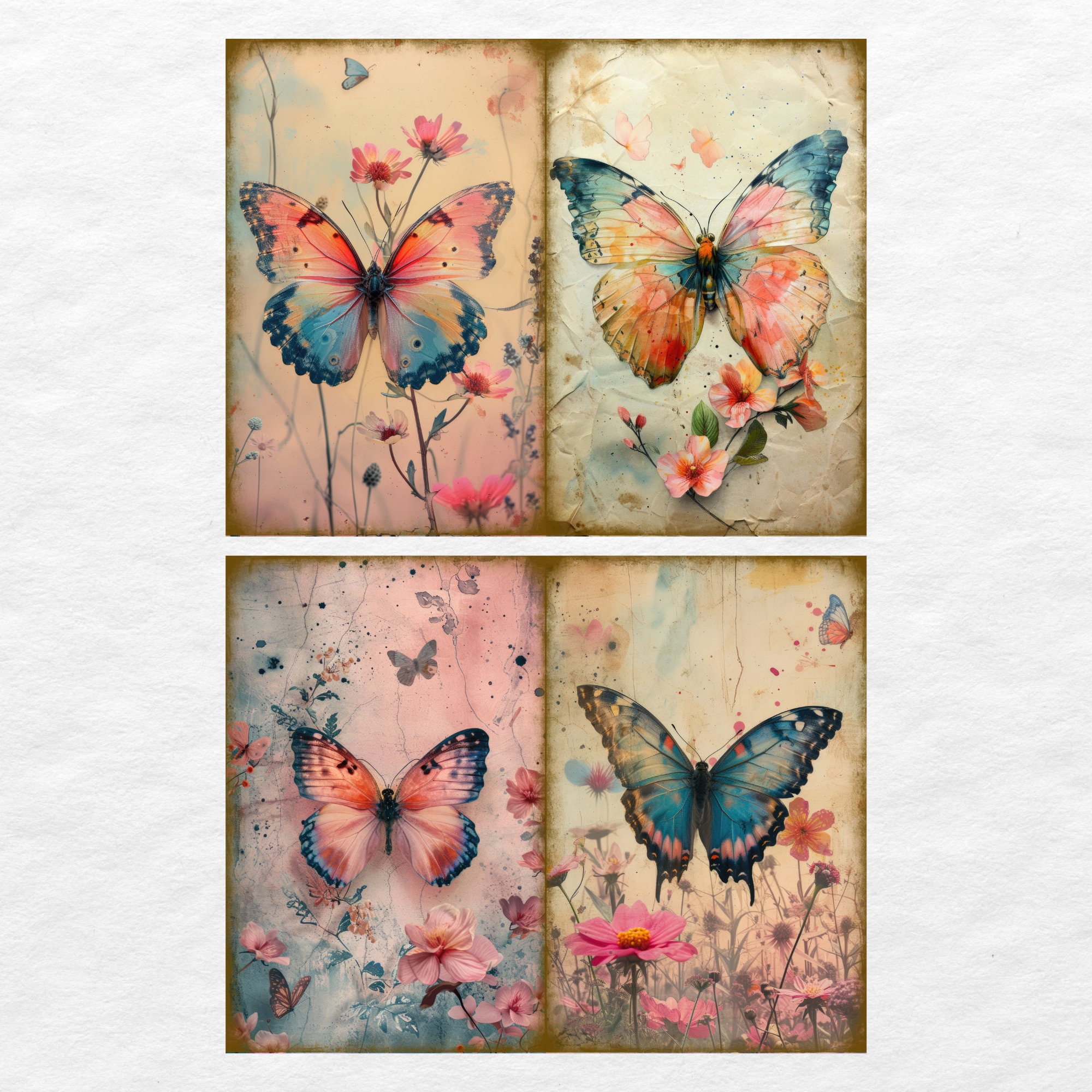 Watercolor Butterfly Junk Journal Kit Fantasy Butterfly Journal Pages ...