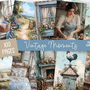 100 download digitali / Pocket Folio / Junk Journaling Ephemera / Fogli collage / Forniture per Junk Journal / Kit Junk Journal / Rosa e blu