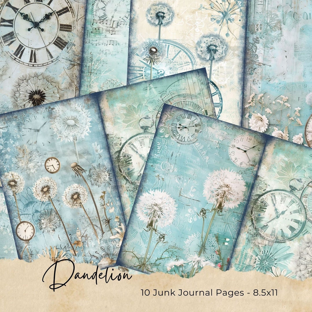 Dandelion Junk Journal Paper Flower Junk Journal Kit Printable Pages ...