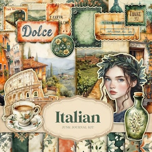 Italië Junk Journal Kit Zomerreizen Efemere Afdrukbare Italiaanse plattelandspagina's Vintage Amalfi Toscane Plakboekvoorraad Venetië Rome Europa