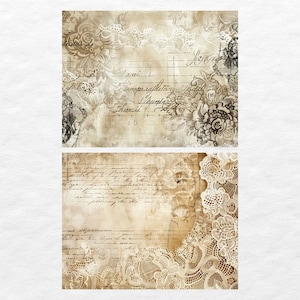 Vintage Lace Junk Journal Pages, Digital Grunge Scrapbook Paper ...