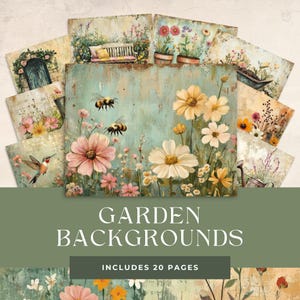 Book of Gardening Junk Journal Pages, Digital Scrapbook Paper Kit, Gardener Printable, Watercolor Plant Collage Sheet, Vintage Botany Garden