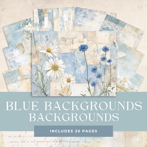 Páginas imprimíveis do diário de lixo azul Serenity, kit de diário de lixo, álbum de recortes para impressão, papel para impressão, folha de colagem digital, download instantâneo