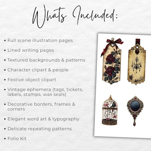 Vamp Romantic Junk Journal Kit, Gothic Romance Printable, Dark Academia Ephemera, Vampire Aesthetic Journal Pages, Vintage Gothic Journal image 9
