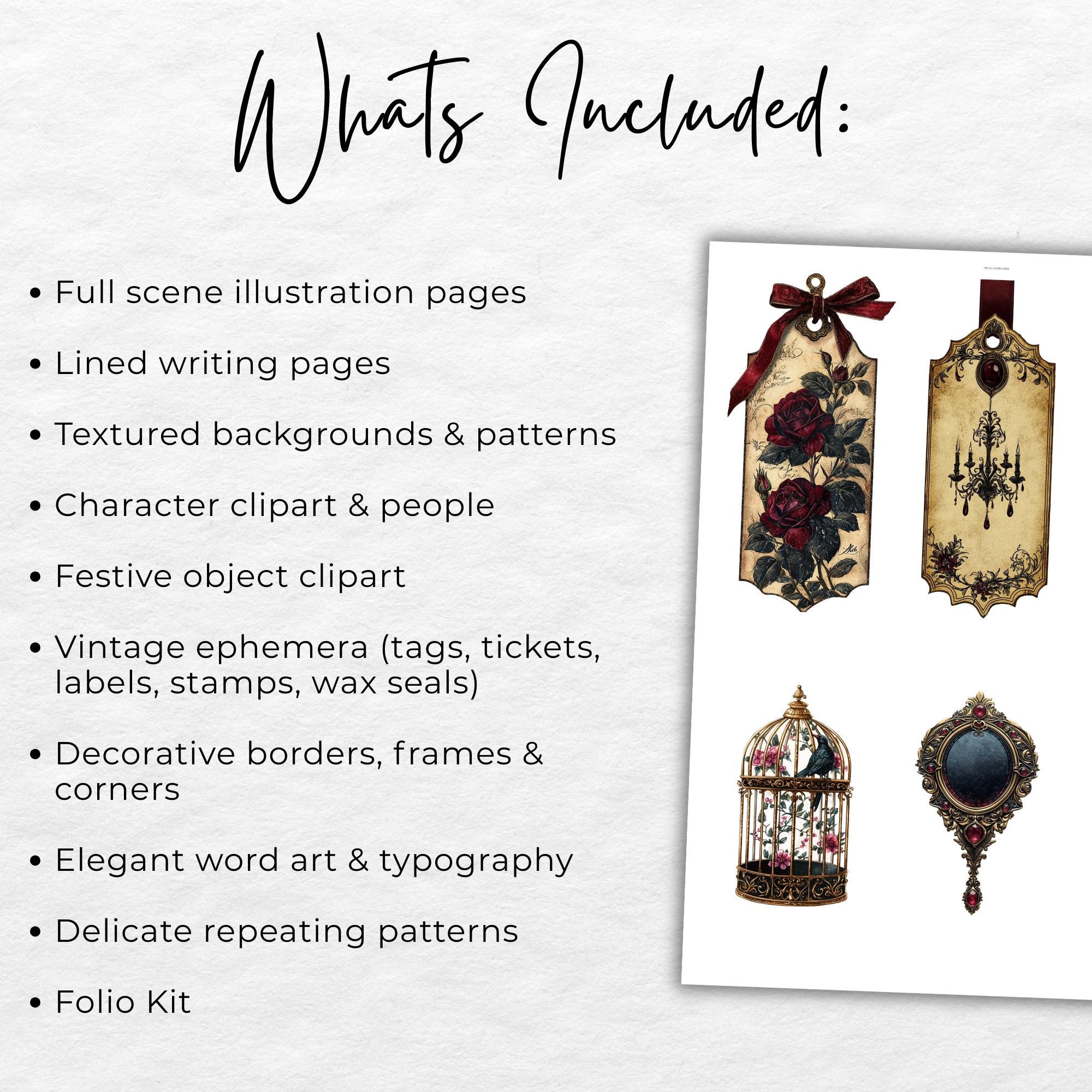 Vamp Romantic Junk Journal Kit, Gothic Romance Printable, Dark Academia ...
