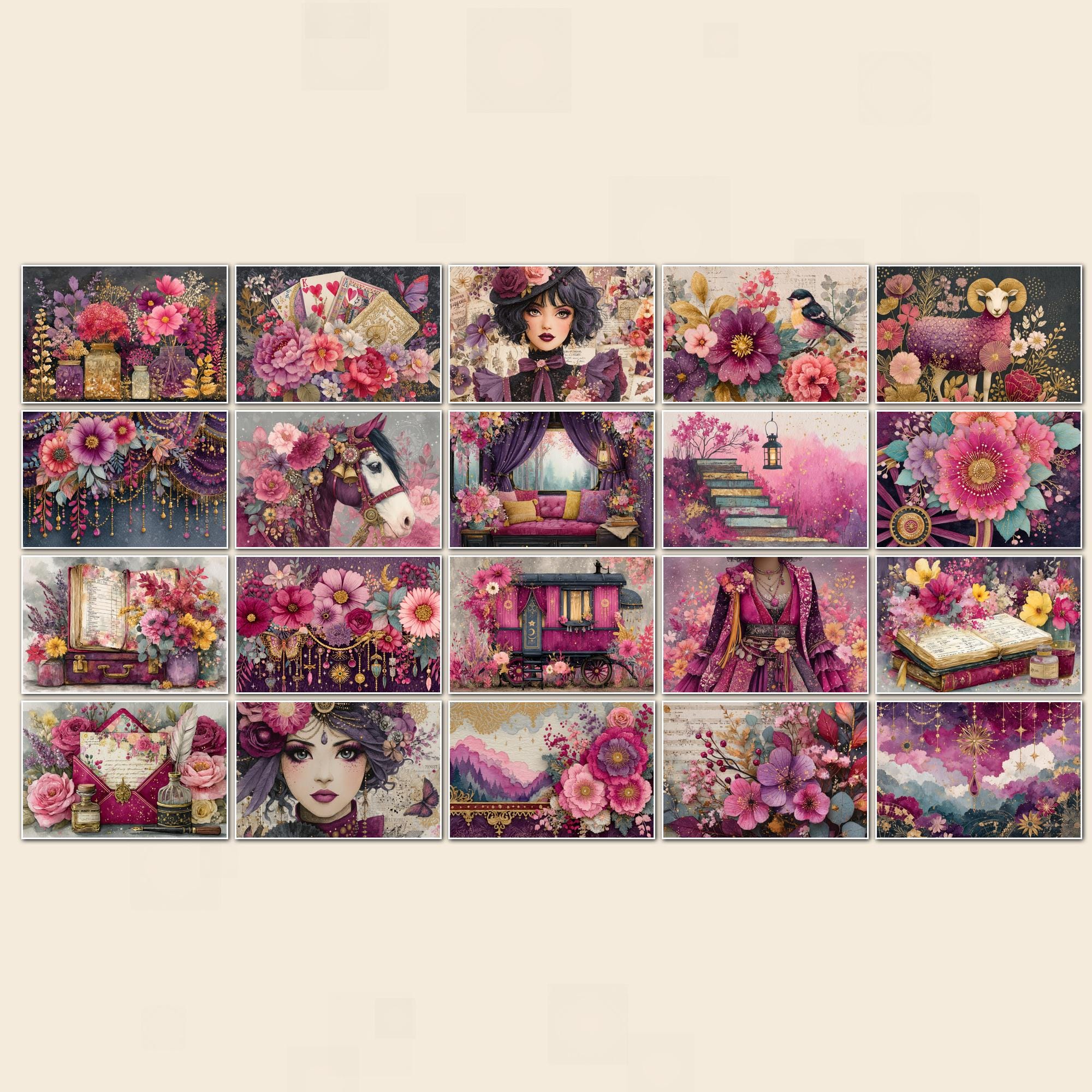 Fortune Teller Junk Journal Pages Kit, Digital Printable Mystical ...