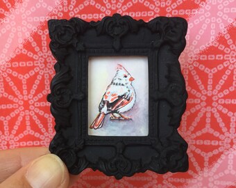 Albino Cardinal- Original Miniature Watercolor Painting