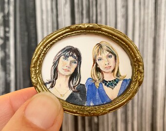 Hermanas Wilson (Corazón): Pintura original en acuarela en miniatura