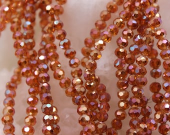 Chinese Crystal Tiny Rondelles Beads Transparent Rosaline Pale Peachy Pink AB Finish 3x4mm