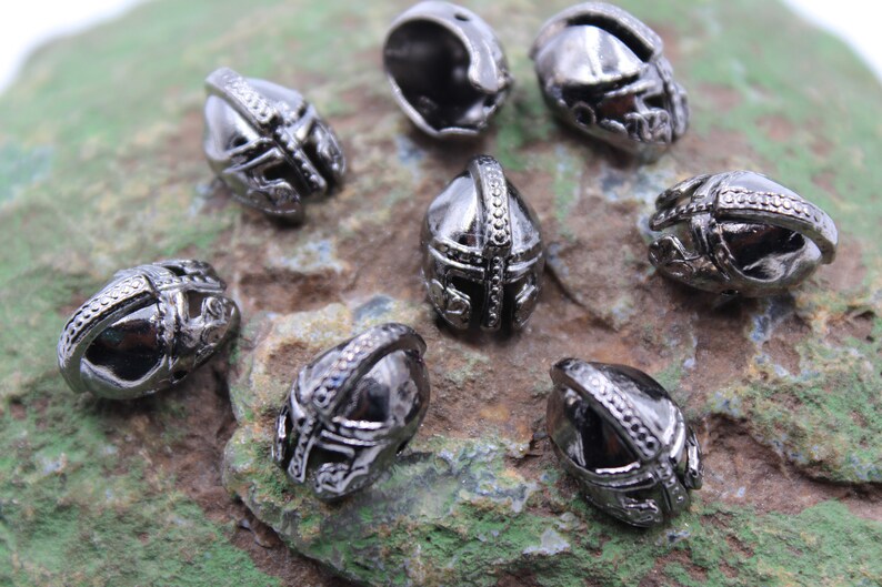 Metal Spacer Beads Gemstone Suppliers Metal Findings Beading Suppliers 10pcs Knight Helmet Gunmetal Tone Metal Beads 10x11x16mm
