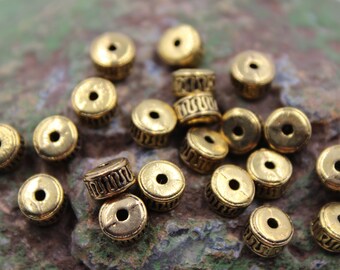 Gold Metal Findings 40pcs Antique Gold Tone Metal Beads 4mmx6mm Gemstone Suppliers Metal Spacer Beads Beading Suppliers