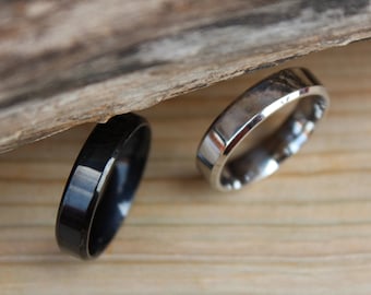 Custom Engraved 6mm Black/Silver Stainless Steel Ring, Unisex Ring, Stainless Steel Ring, Custom Engraved Ring, Personalized Ring