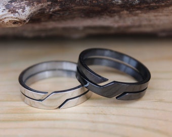 Custom Engraved 8mm Matte Black/Silver Stainless Steel Ring, Unisex Ring, Stainless Steel Ring, Custom Engraved Ring, Personalized Ring