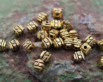 Gold Metal Findings 40pcs Antique Gold Tone Metal Beads 4mmx6mm Gemstone Suppliers Metal Spacer Beads Beading Suppliers
