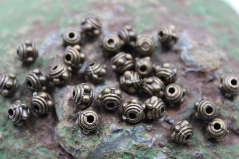 Bronze Metal Findings Beading Suppliers Metal Spacer Beads Gemstone Suppliers 40pcs Antique Bronze Tone Metal Beads 5mmx6mm