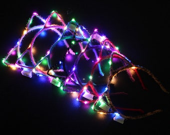 Sets of 5 mix colours Light up headband, (batteries included) LED headband, Cat ears headband, headband, hair accessories