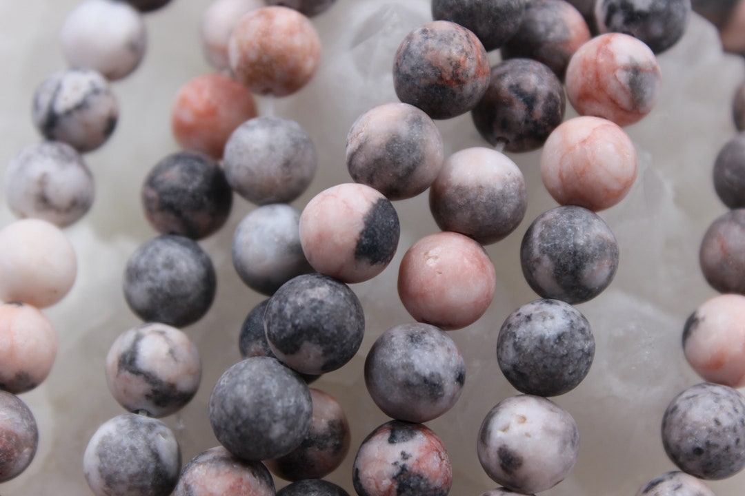 Matte Pink Zebra Jasper Gemstone Beads 6mm 8mm 10mm Full Etsy