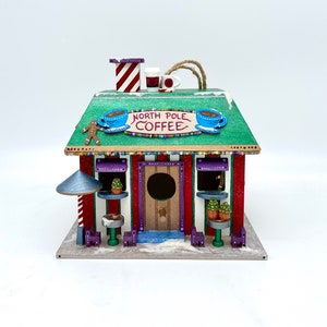 Christmas North Pole Coffee Shop Birdhouse.